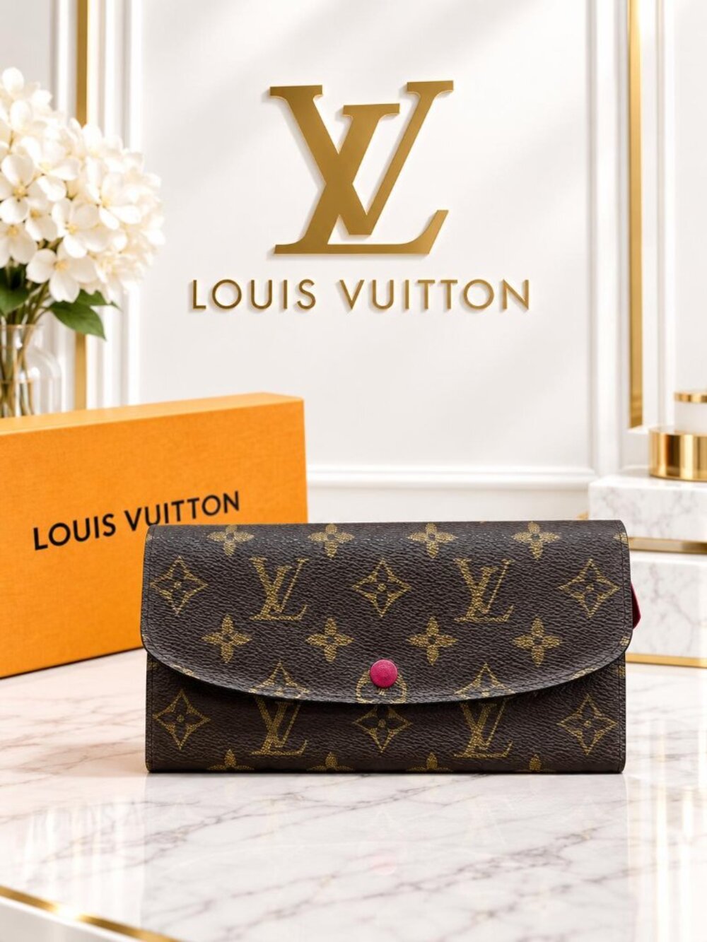 Authentic Louis Vuitton Emilie Monogram Fuchsia Wallet